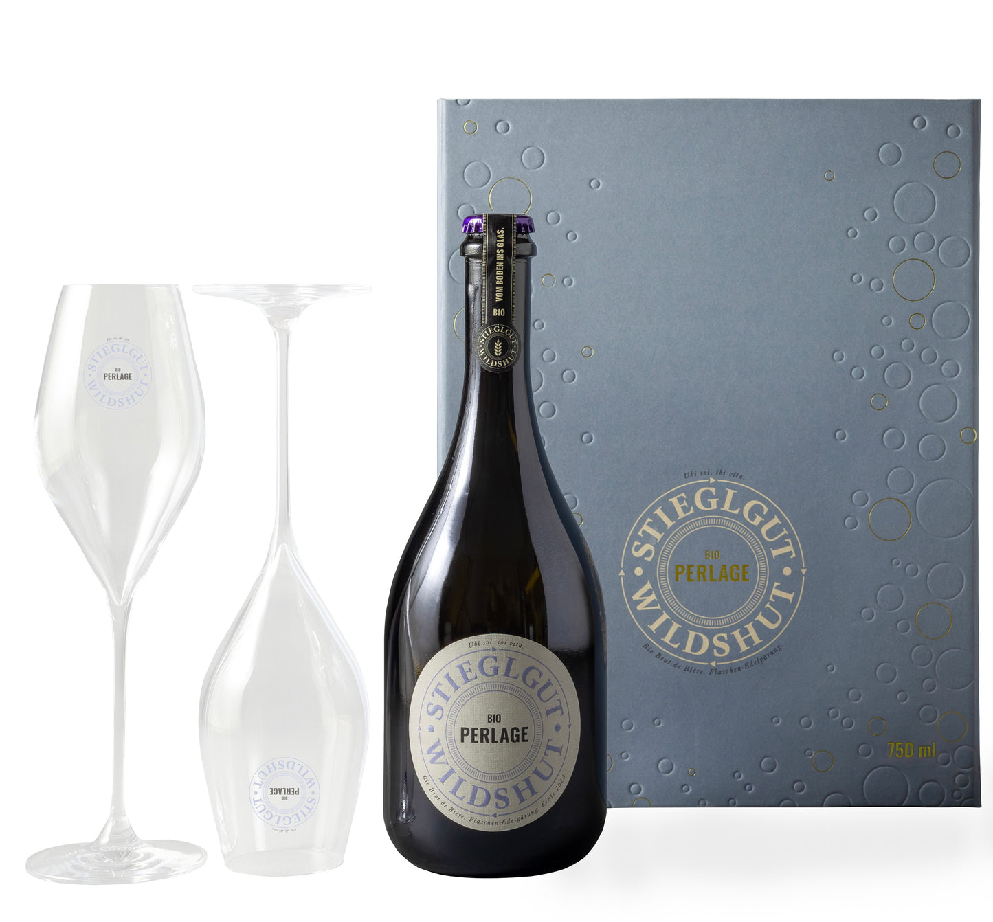 Wildshut Bio-Perlage 0,75L + 2 Gläser im Geschenkset - Stieglgut Wildshut