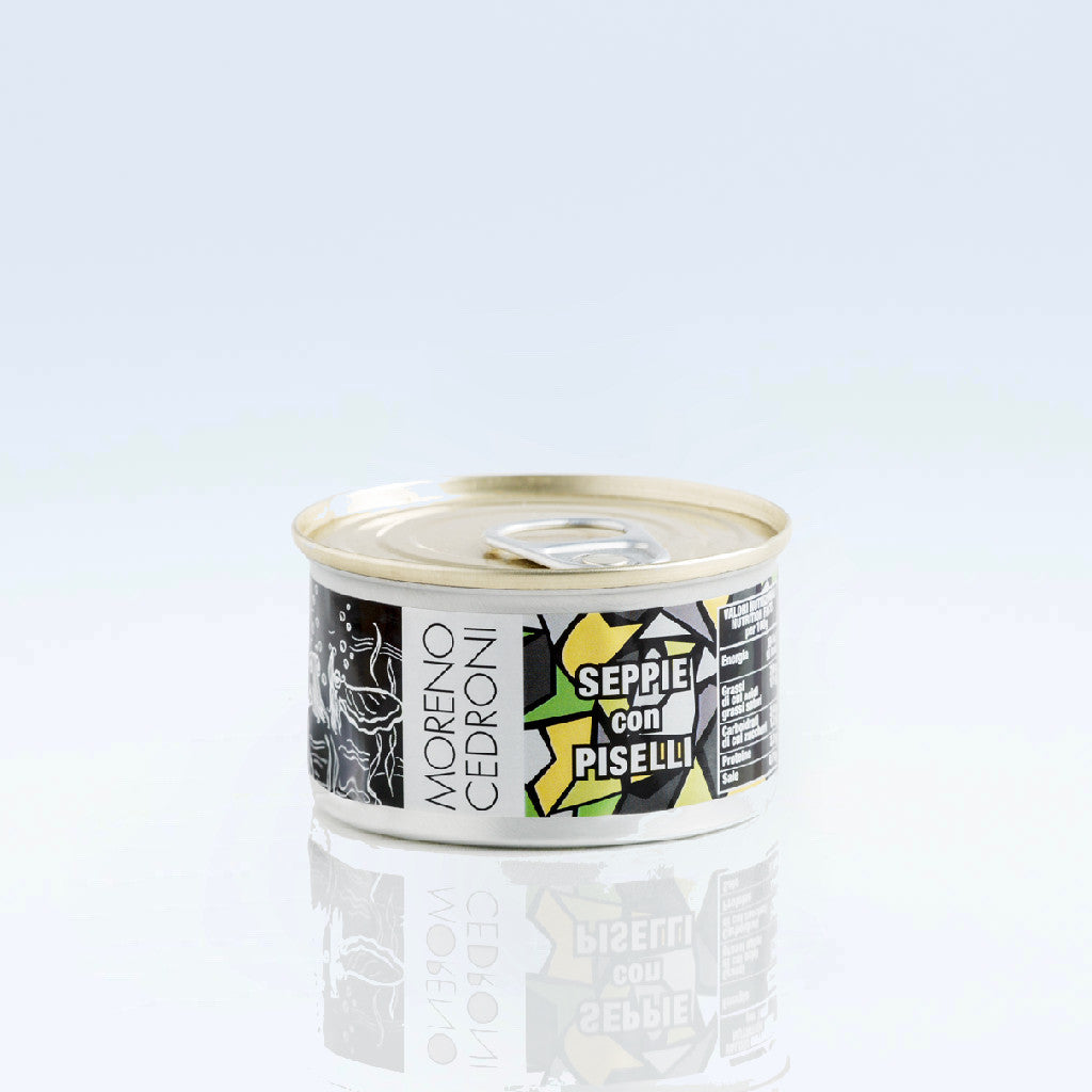 Eingelegter Tintenfisch mit Erbsen Moreno Cedroni